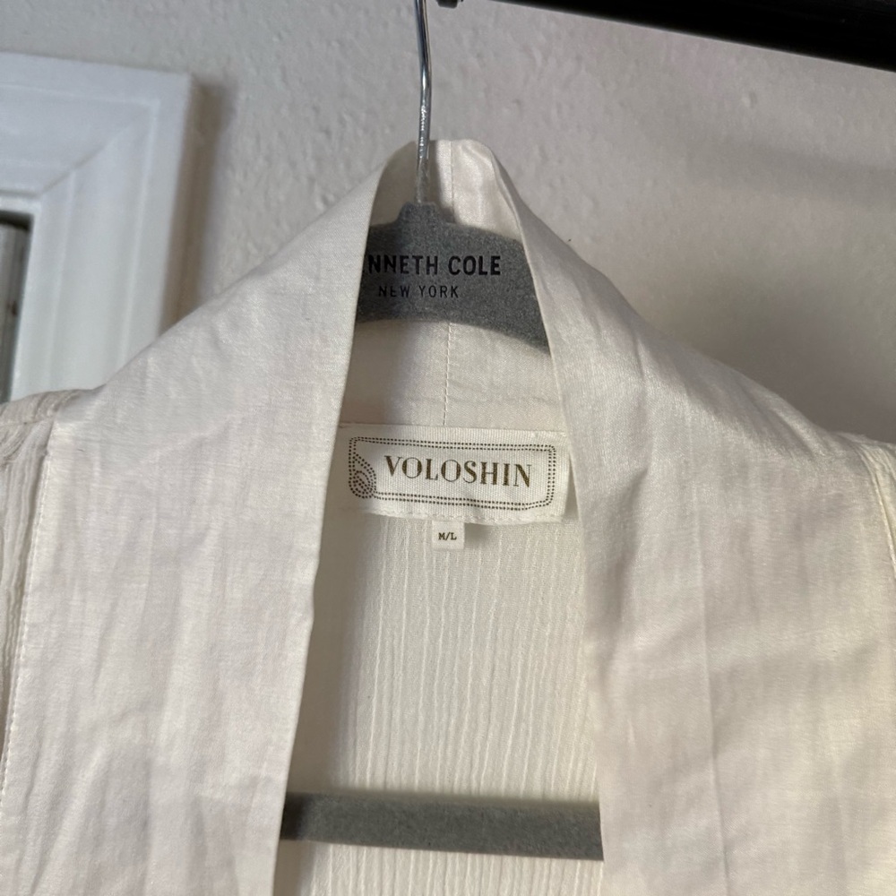 VOLOSHIN off white gauze cotton kimono cover up long sleeve jacket - Picture 5 of 6